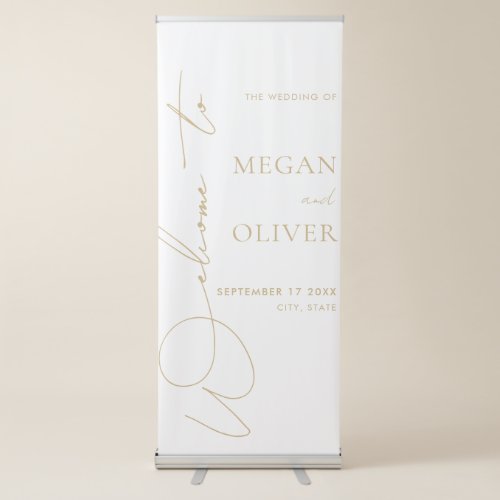 Elegant Calligraphy Script Wedding Welcome Retractable Banner