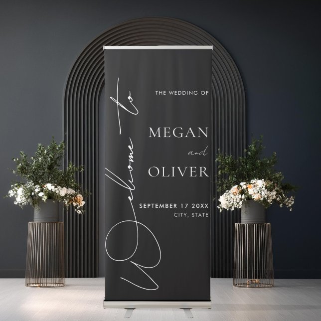 Elegant Calligraphy Script Wedding Welcome Retractable Banner (Creator Uploaded)