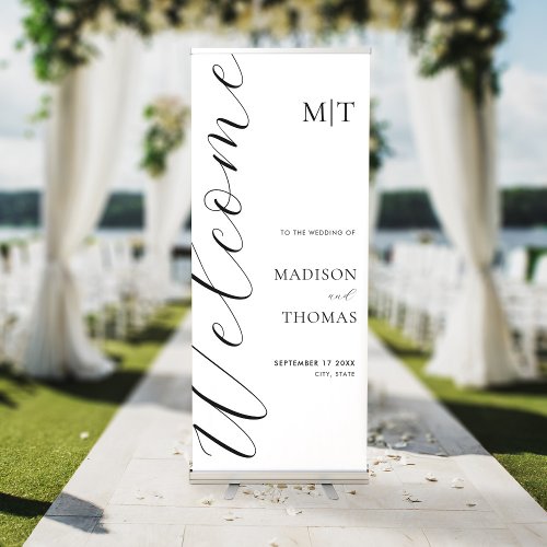 Elegant Calligraphy Script Wedding Welcome Retractable Banner