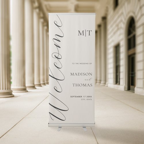 Elegant Calligraphy Script Wedding Welcome Retractable Banner