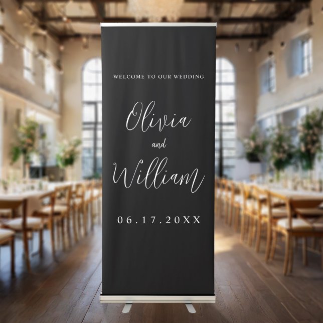 Elegant Calligraphy Script Wedding Welcome Retractable Banner (Creator Uploaded)