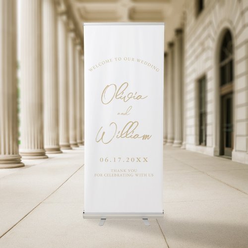 Elegant Calligraphy Script Wedding Welcome Retractable Banner