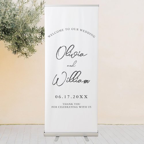 Elegant Calligraphy Script Wedding Welcome Retractable Banner