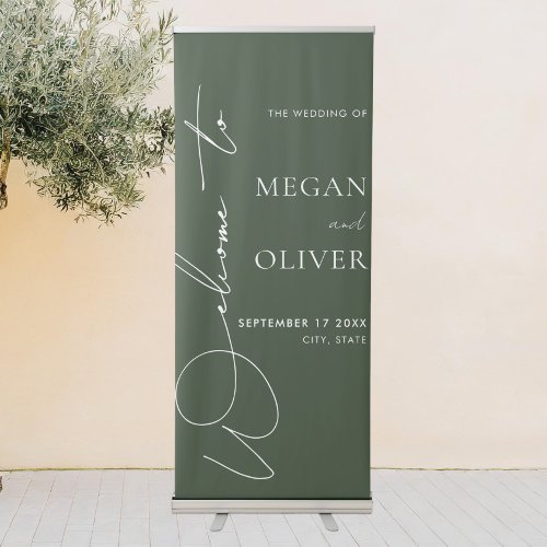 Elegant Calligraphy Script Wedding Welcome Retractable Banner