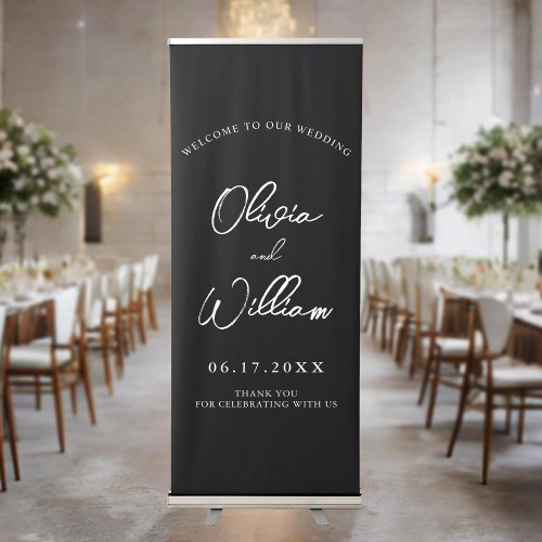 Elegant Calligraphy Script Wedding Welcome Retractable Banner