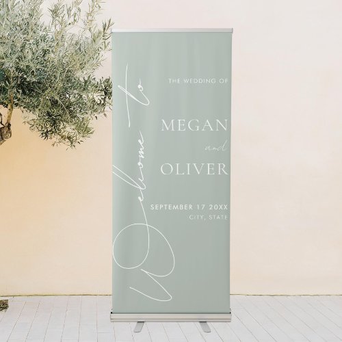 Elegant Calligraphy Script Wedding Welcome Retractable Banner