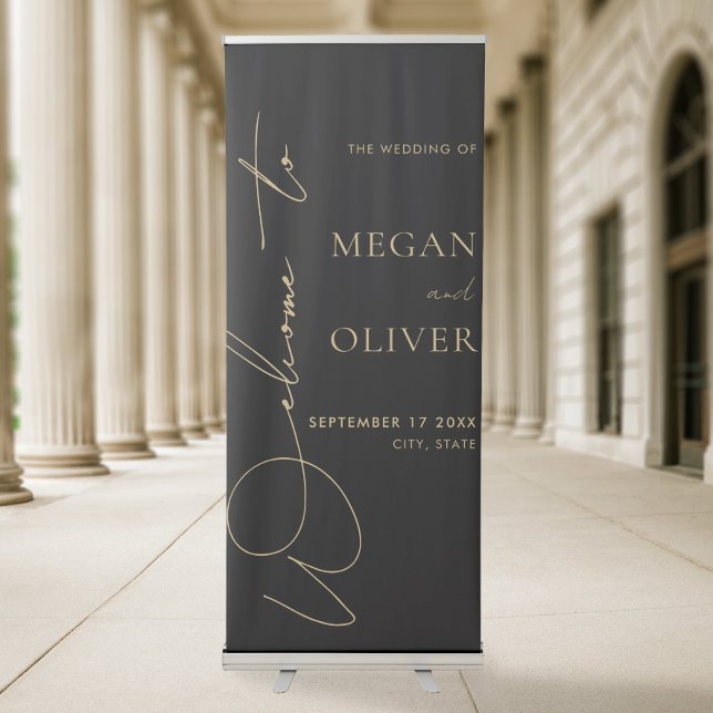 Elegant Calligraphy Script Wedding Welcome Retractable Banner (Creator Uploaded)