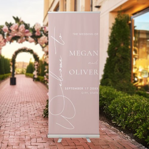 Elegant Calligraphy Script Wedding Welcome Retractable Banner