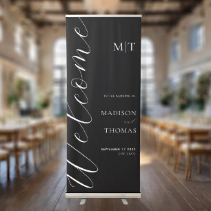 Elegant Calligraphy Script Wedding Welcome Retractable Banner