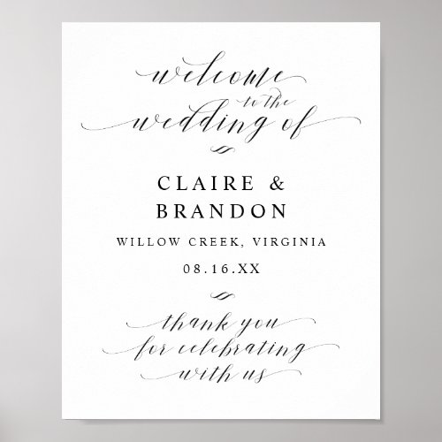Elegant Calligraphy Script Wedding Welcome Sign