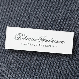 Elegant calligraphy script white marble address name tag