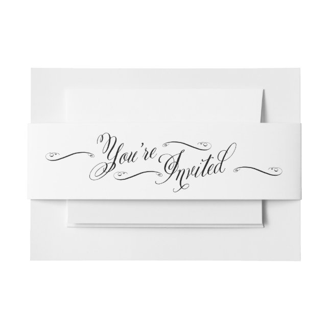 Elegant Calligraphy Script You're Invited Envelope Invitation Belly Band (Front Example)