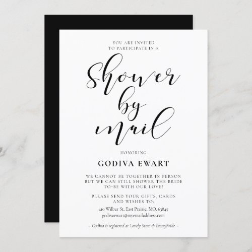 Elegant calligraphy Shower by mail Invitation