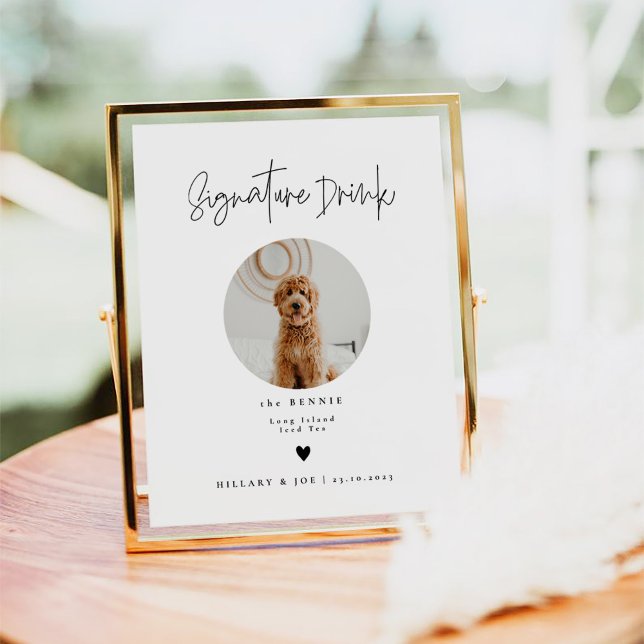 Elegant Calligraphy Signature Drinks Pet Wedding F Foam Board (Creator Uploaded)