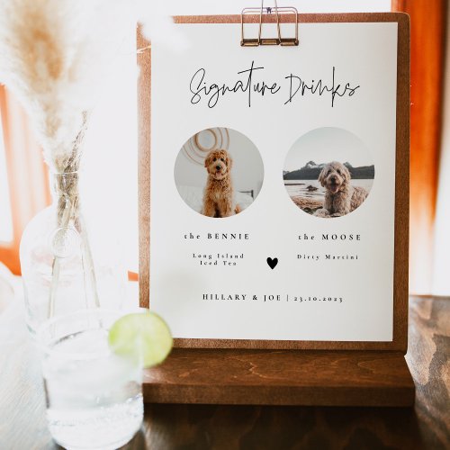 Elegant Calligraphy Signature Drinks Pet Wedding Foam Board