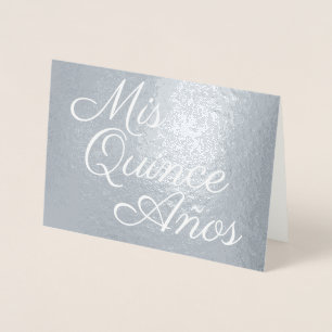 Elegant Calligraphy Silver Mis Quince Años Foil Card
