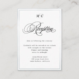 Elegant Calligraphy silver Reception Enclosure Card