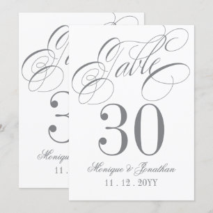 Elegant Calligraphy Silver Table Number