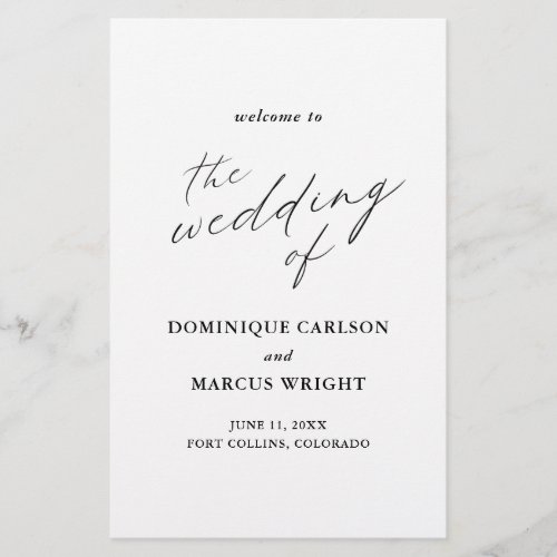 Elegant Calligraphy Simple Budget Wedding Program Flyer