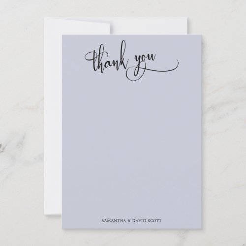 Elegant Calligraphy Simple Dusty Blue Thank You