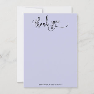 Elegant Calligraphy Simple Lavender Thank You Card