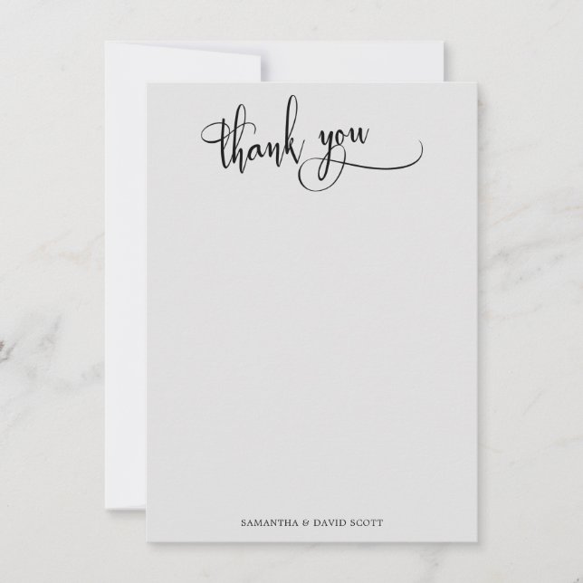 Elegant Calligraphy Simple Light Gray Thank You (Front)