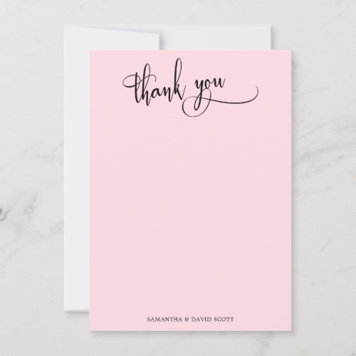 Elegant Calligraphy Simple Pastel Pink Thank You