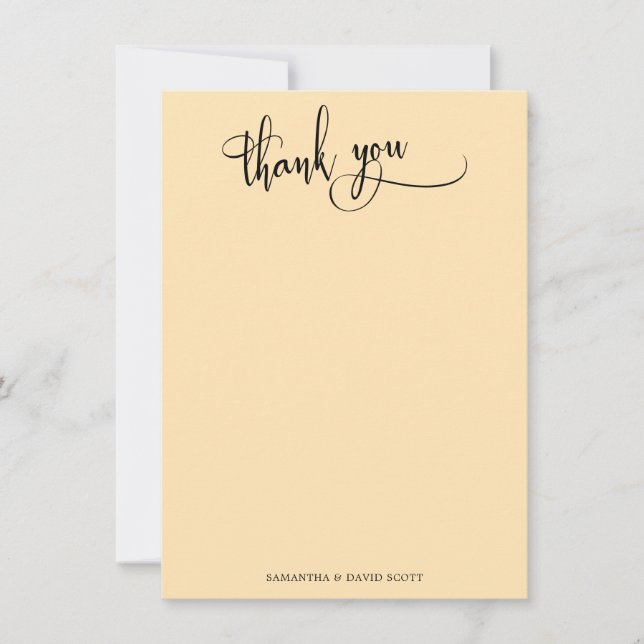 Elegant Calligraphy Simple Peach Thank You Card (Front)