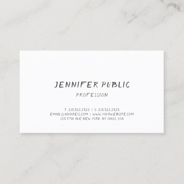 Elegant Calligraphy Simple Professional Template Business Card (Front)