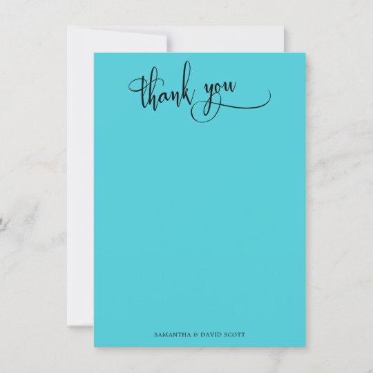 Elegant Calligraphy Simple Turquoise Thank You | Zazzle.com