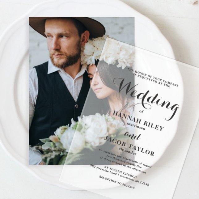 Elegant Calligraphy Simple Wedding Acrylic Invitations (Creator Uploaded)