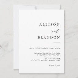 Elegant Calligraphy Simple Wedding Invitation | Zazzle