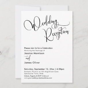 Elegant Calligraphy Simple Wedding Reception Invitation