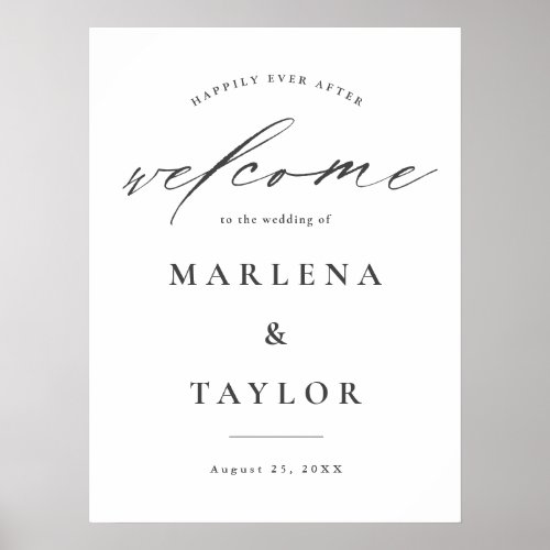 Elegant Calligraphy Simple Wedding Welcome Poster