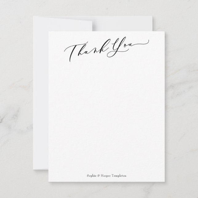 Elegant Calligraphy Simple White Thank You (Front)