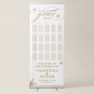 Elegant Calligraphy Snowflake Seating Chart  Retractable Banner