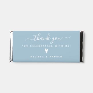 Elegant Calligraphy Soft Blue Wedding 'Thank You' Hershey Bar Favors