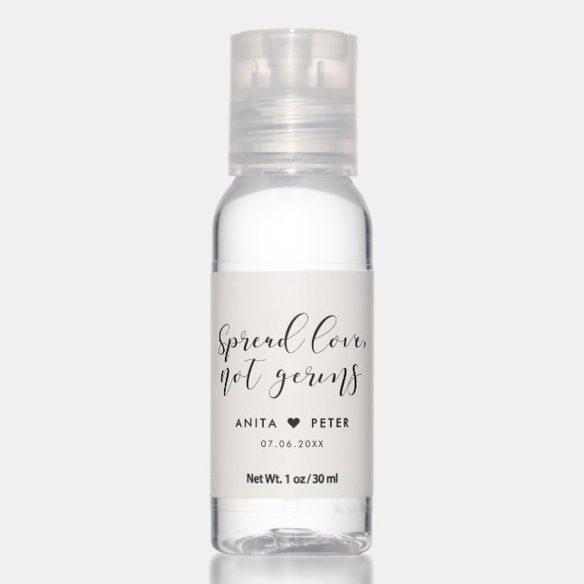 Elegant calligraphy Spread love not germs Hand Sanitizer (Front)