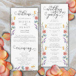 Elegant Calligraphy Spring Floral Wedding Program<br><div class="desc">This enchanting design seamlessly blends beautiful, romantic calligraphy with vibrant wildflower elements, creating the perfect ambiance for your spring wedding. Whether you're exchanging vows in a garden, embracing the rustic charm, or celebrating a boho-chic affair, this program encapsulates the essence of elegance and the breathtaking beauty of wildflowers. Set the...</div>