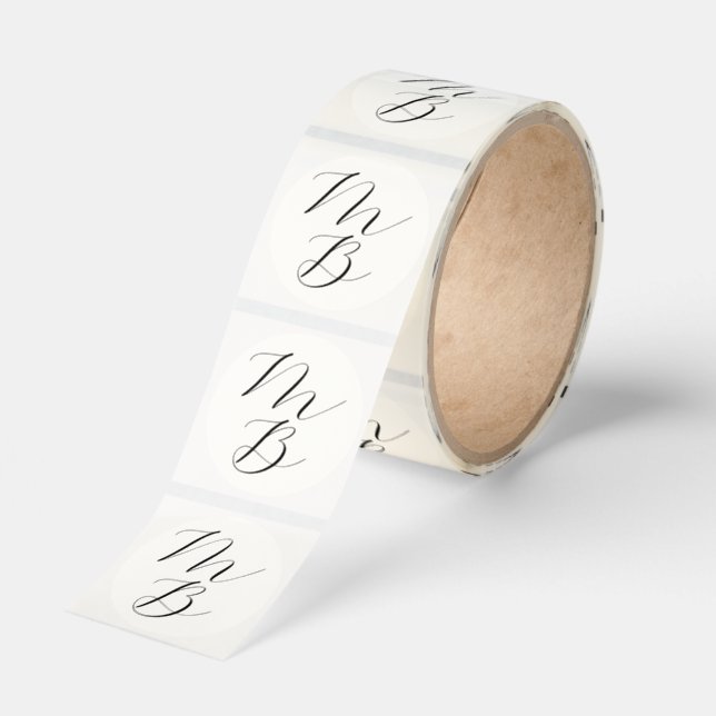 Elegant Calligraphy Style Wedding Monogram Bulk Classic Round Sticker (Roll)