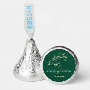 Elegant Calligraphy Sunday Brunch Teal Wedding Hershey®'s Kisses®