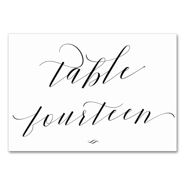 Elegant Calligraphy Table Fourteen Reception Table Number (Front)