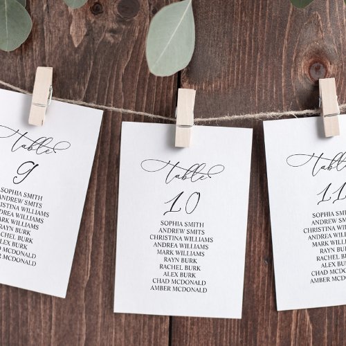 Elegant Calligraphy Table Number 10 Seating Chart