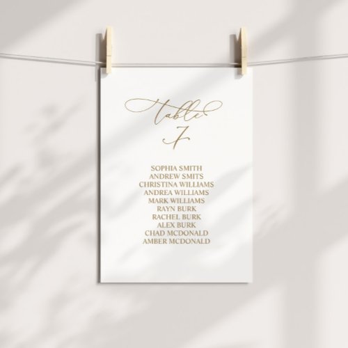 Elegant Calligraphy Table Number 7 Seating Chart