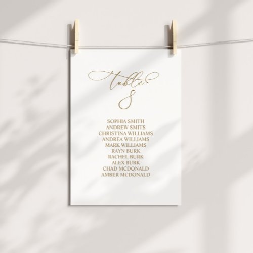 Elegant Calligraphy Table Number 8 Seating Chart