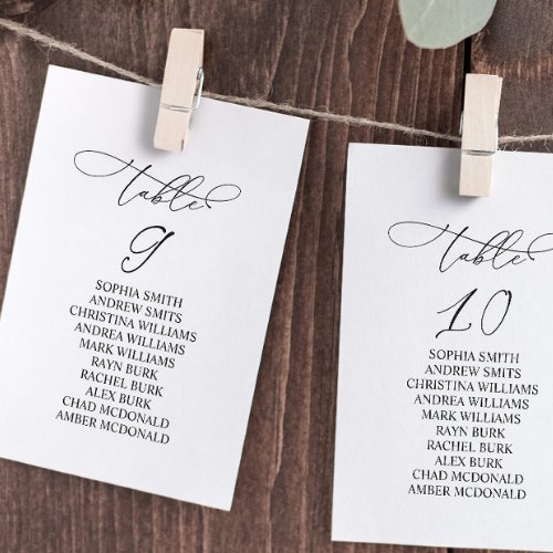 Elegant Calligraphy Table Number 9 Seating Chart