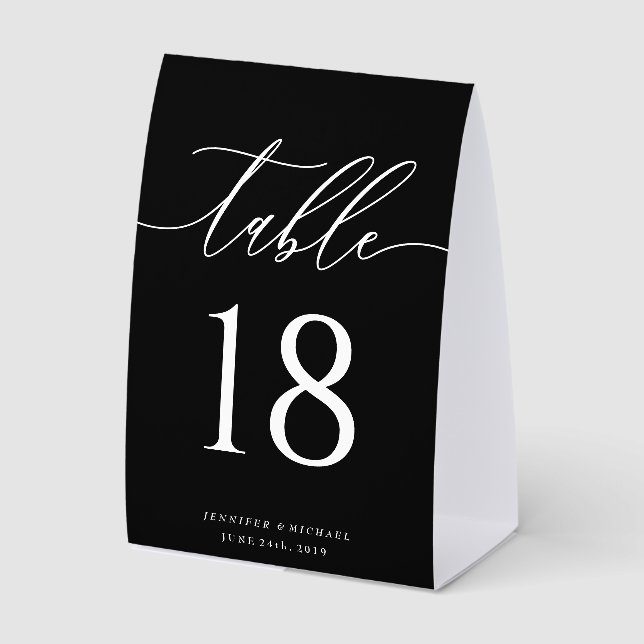 Elegant Calligraphy Table Numbers Sophisticated Paper Table Tent (Front)