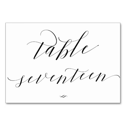 Elegant Calligraphy Table Seventeen Reception Table Number