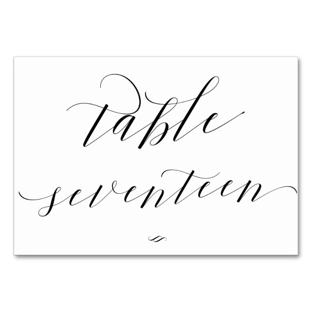 Elegant Calligraphy Table Seventeen Reception Table Number (Front)