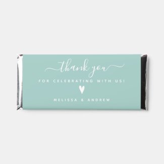 Elegant Calligraphy Teal Green Wedding 'Thank You' Hershey Bar Favors